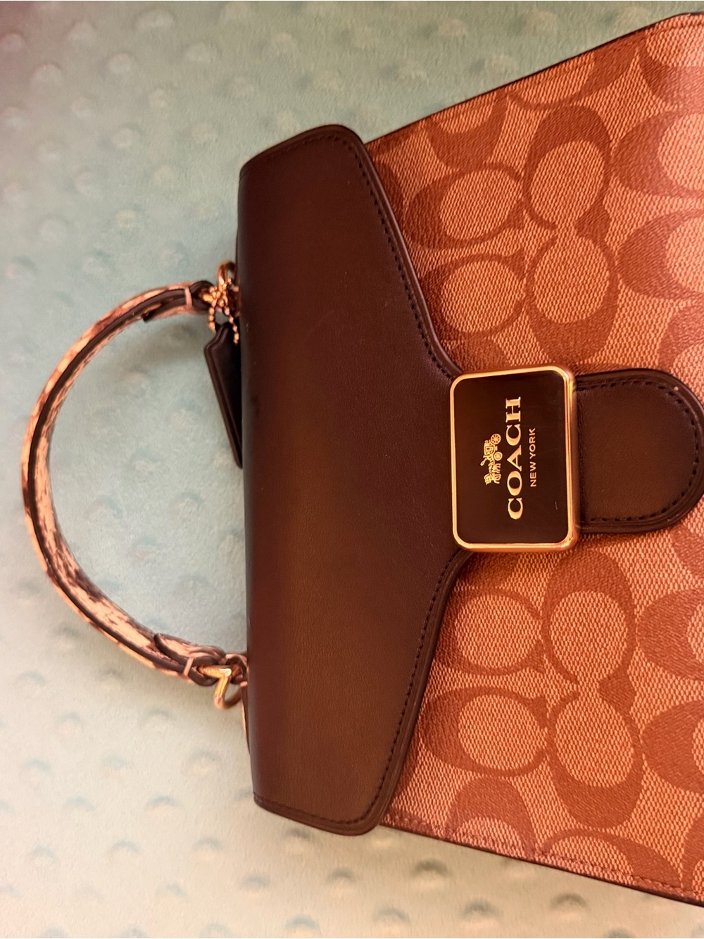 Coach Brown Signature Satchel with Dark Brown Leather Trim